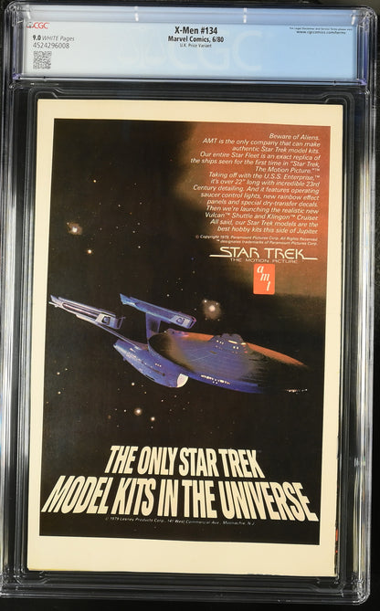 🔑 X-MEN #134 CGC 9.0 [MARVEL] COMIC *DARK PHOENIX SAGA PART 6* 1980