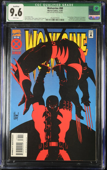 🔑 WOLVERINE #88 CGC 9.6 [MARVEL COMICS] DIRECT *1ST WOLVERINE VS DEADPOOL* 1994