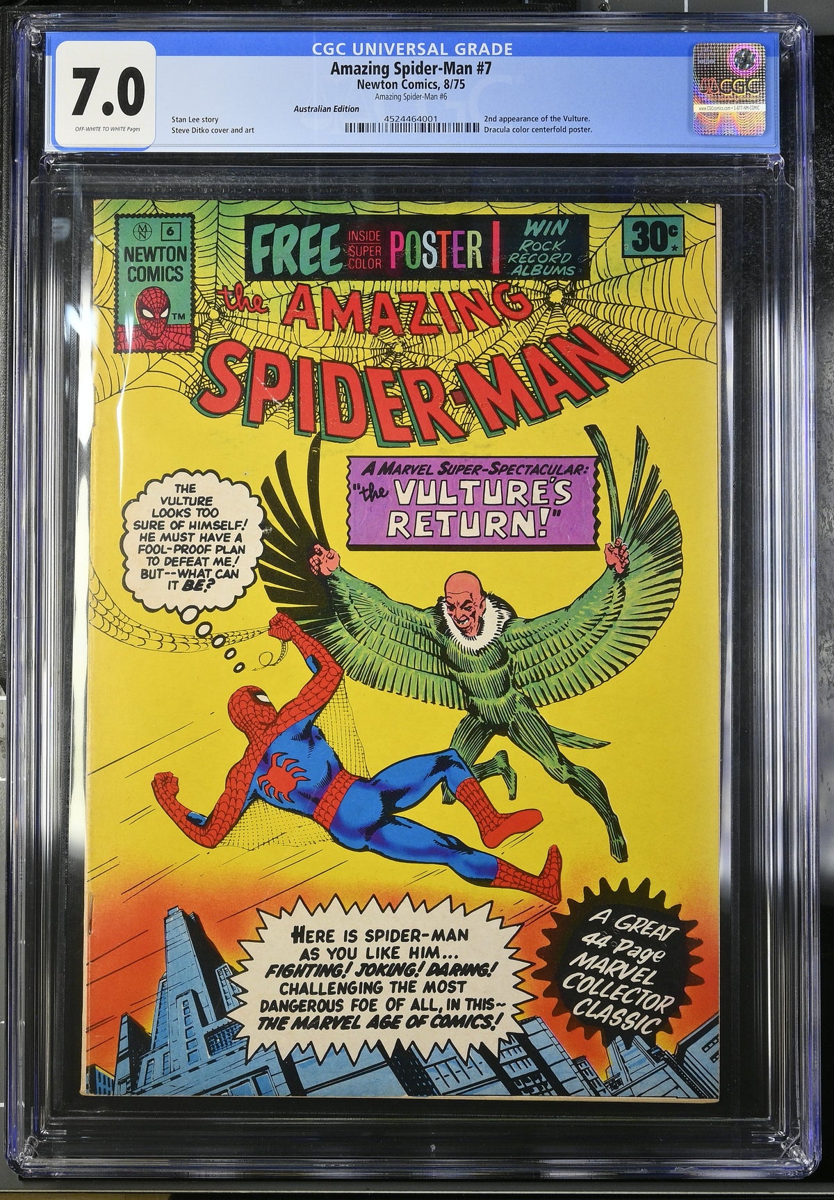 🔑 AMAZING SPIDER-MAN #6 CGC 7.0 + POSTER [NEWTON COMICS] AUSTRALIAN 1975