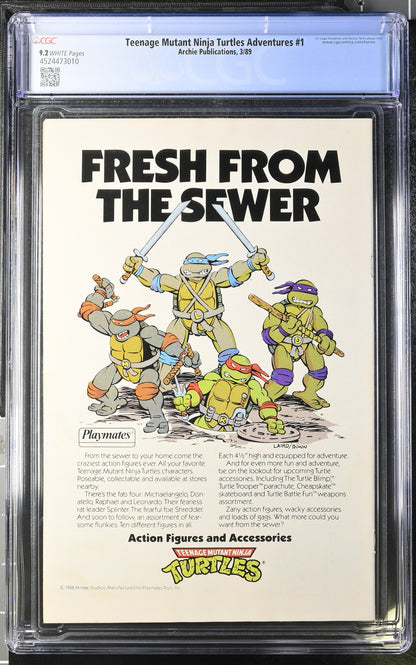🔑 TEENAGE MUTANT NINJA TURTLES ADVENTURES #1 CGC 9.2 [ARCHIE COMICS] 1989