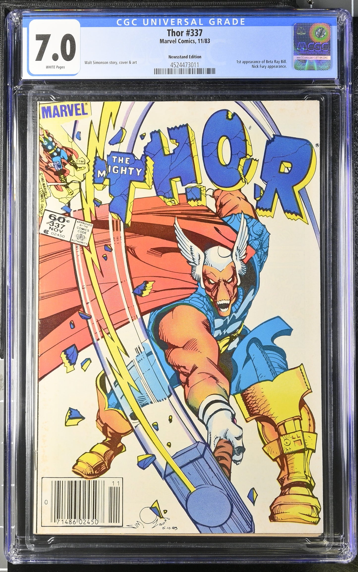 🔑 THOR #337 CGC 7.0 [MARVEL] *1ST APP. BETA RAY BILL* NEWSSTAND COMIC 1983