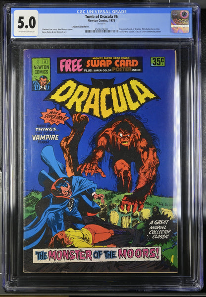 DRACULA #5 (#6) + POSTER + SWAP CARD CGC 5.0 [NEWTON COMICS] AUSTRALIAN 1975