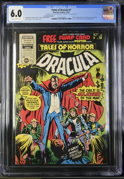 🔑 DRACULA #6 (#7) + POSTER + SWAP CARD CGC 6.0 [NEWTON COMICS] AUSTRALIAN 1975