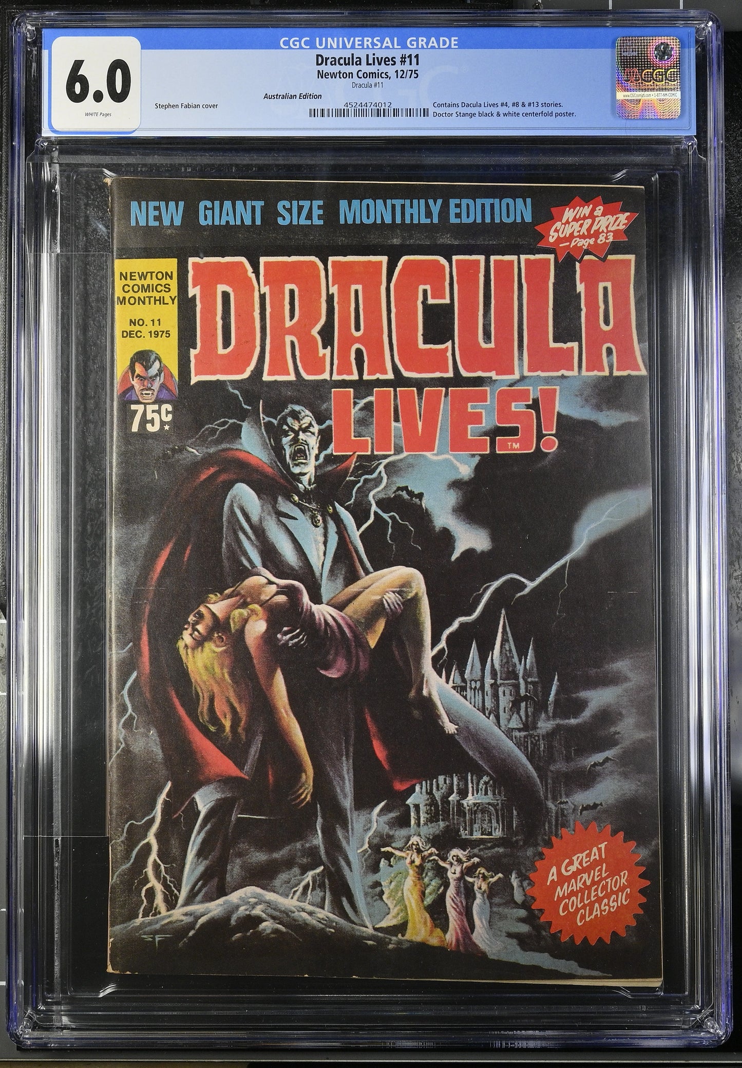 🔑 DRACULA LIVES #11 CGC 6.0 + POSTER [NEWTON COMICS] AUSTRALIAN MARVEL 1975