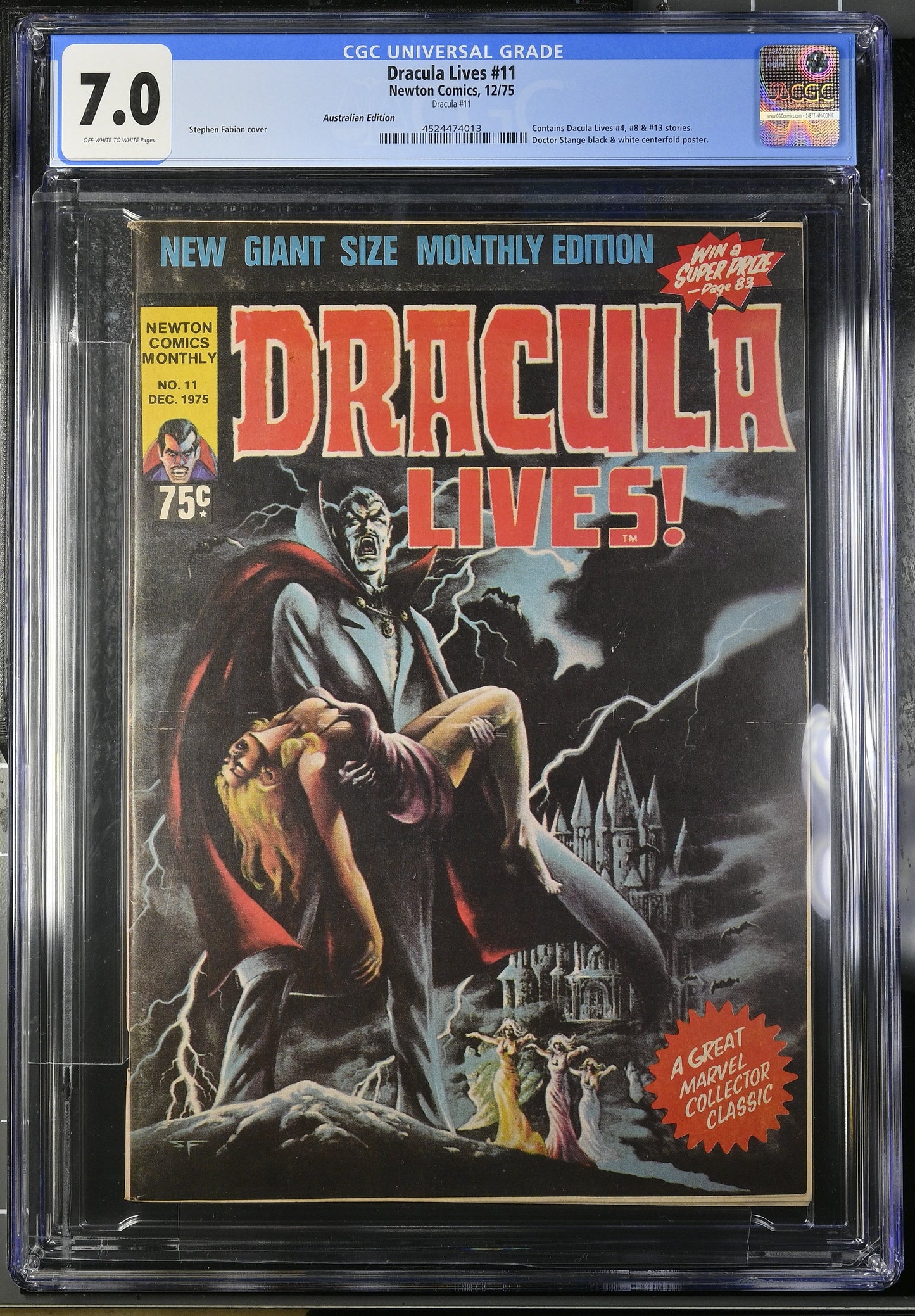 DRACULA LIVES #11 CGC 7.0 + POSTER [NEWTON COMICS] AUSTRALIAN MARVEL 1975