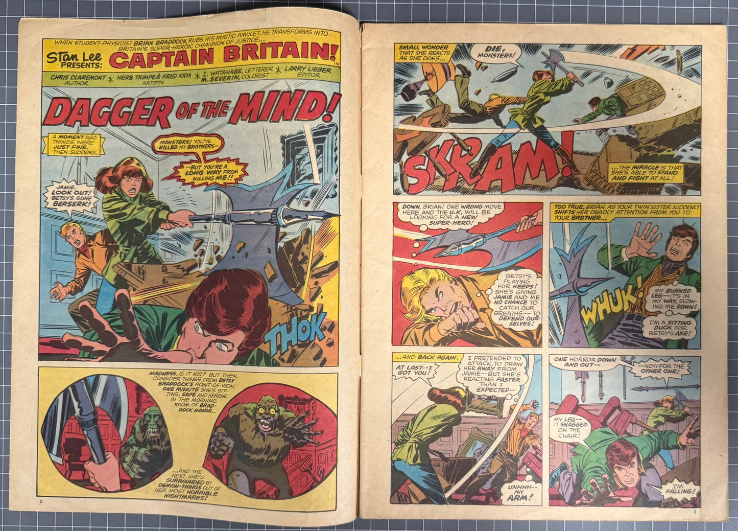 🔑 CAPTAIN BRITAIN #10 [MARVEL UK] *1ST COVER APP. BETSY BRADDOCK* COMIC 1976 FN+