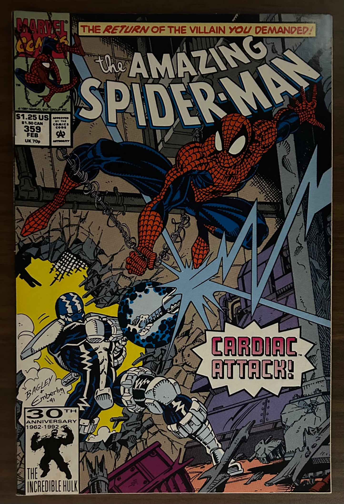 THE AMAZING SPIDER-MAN #359 [MARVEL COMICS] DIRECT 1992 VF/NM