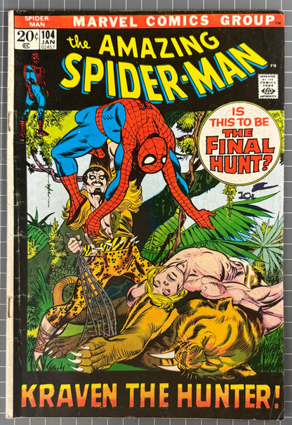 THE AMAZING SPIDER-MAN #104 [MARVEL COMICS] DIRECT 1972 VG