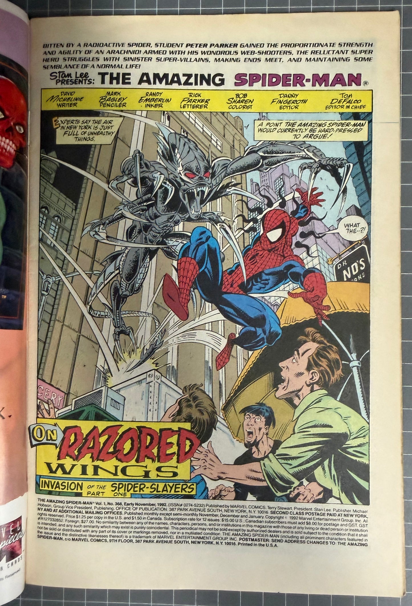 THE AMAZING SPIDER-MAN #368 [MARVEL COMICS] *PART 1 SPIDER-SLAYERS* 1992 FN/VF