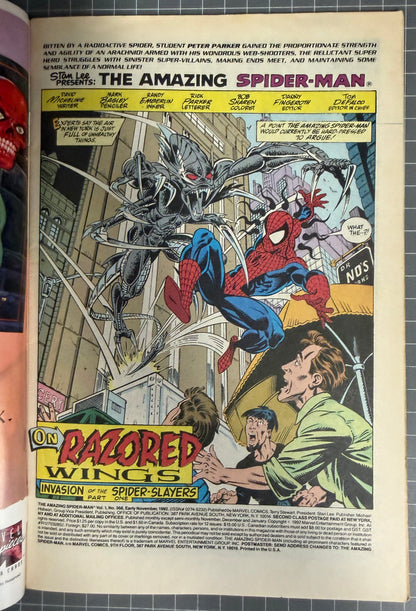 THE AMAZING SPIDER-MAN #368 [MARVEL COMICS] *PART 1 SPIDER-SLAYERS* 1992 FN/VF