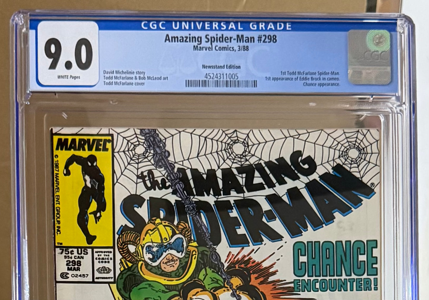 🔑 AMAZING SPIDER-MAN #298 CGC 9.0 NEWSSTAND MARVEL TODD MCFARLANE COMIC 1988