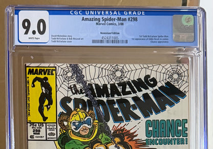 🔑 AMAZING SPIDER-MAN #298 CGC 9.0 NEWSSTAND MARVEL TODD MCFARLANE COMIC 1988