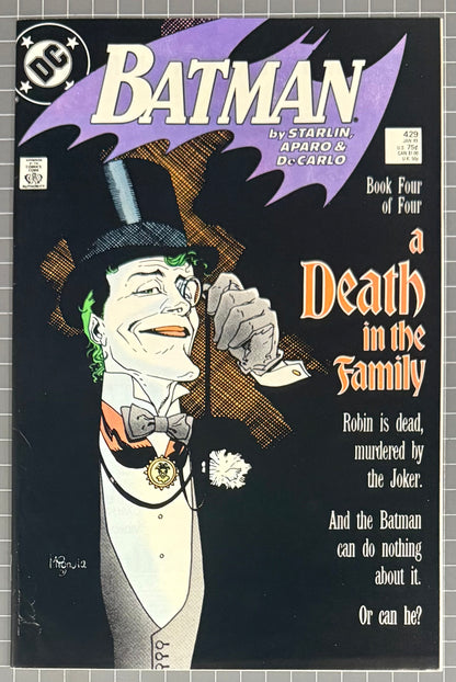 BATMAN #429 [DC COMICS] DIRECT *DEATH IN THE FAMILY 4* 1989 FN+