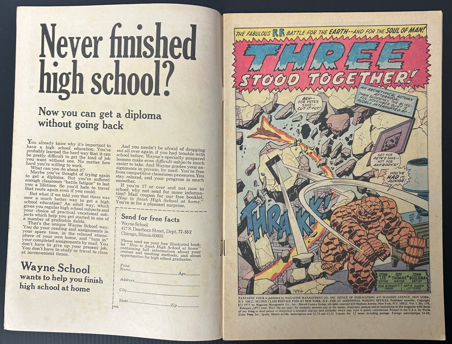🔑 FANTASTIC FOUR #119 [MARVEL COMICS] DIRECT *BLACK PANTHER NAME CHANGE* 1972