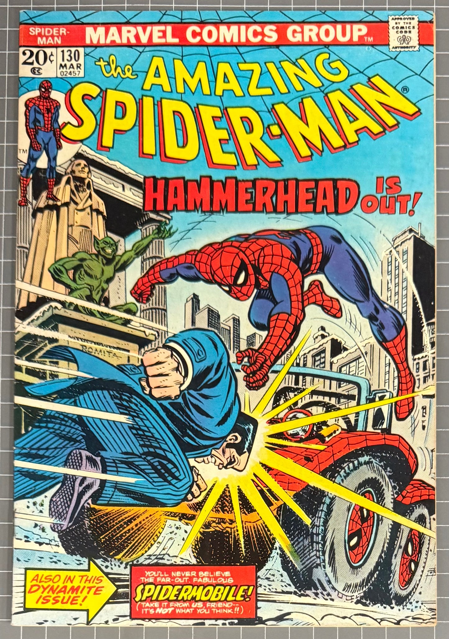 🔑 THE AMAZING SPIDER-MAN #130 [MARVEL COMICS] *DEBUT SPIDER-MOBILE* 1974 FN/VF