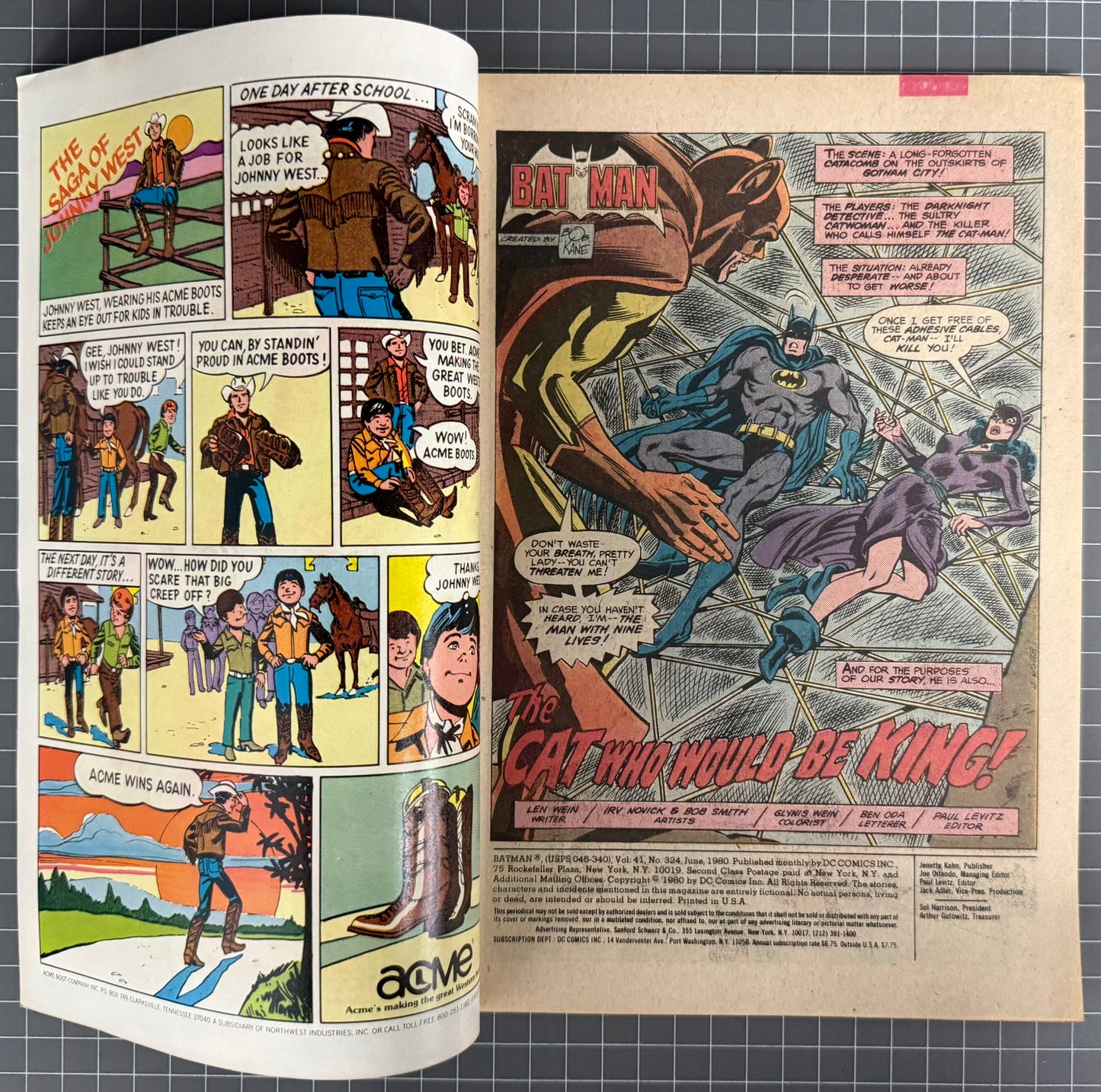 🔑 BATMAN #324 [DC COMICS] NEWSSTAND COMIC *COVER ART BY JIM APARO* 1980