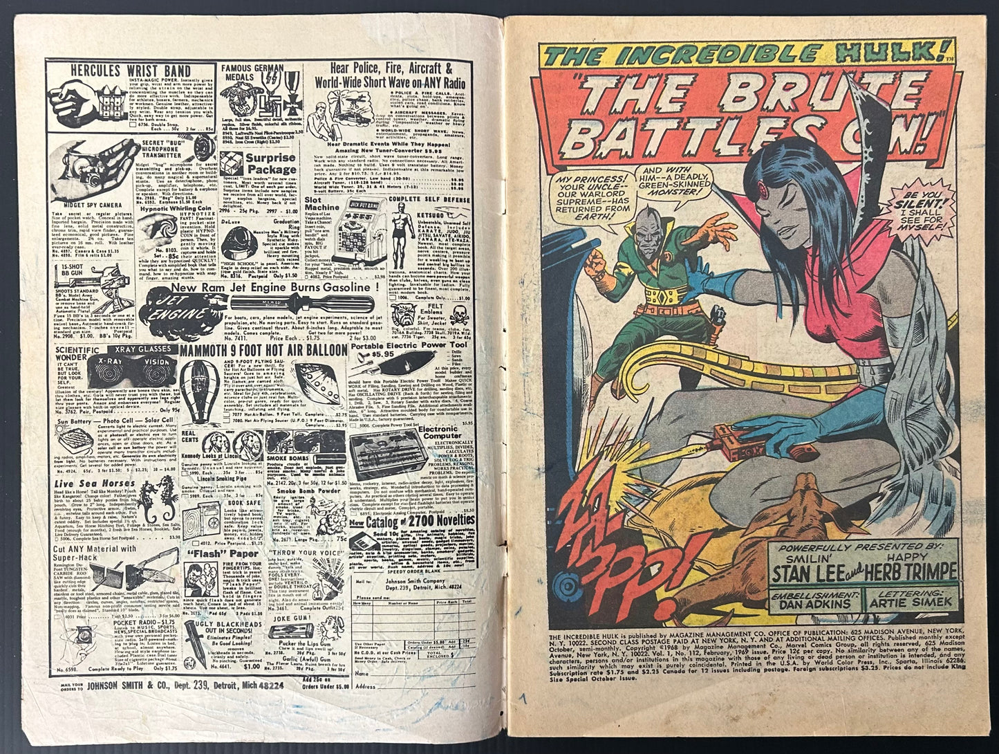 THE INCREDIBLE HULK #112 [MARVEL COMICS] DIRECT 1969 GD/VG