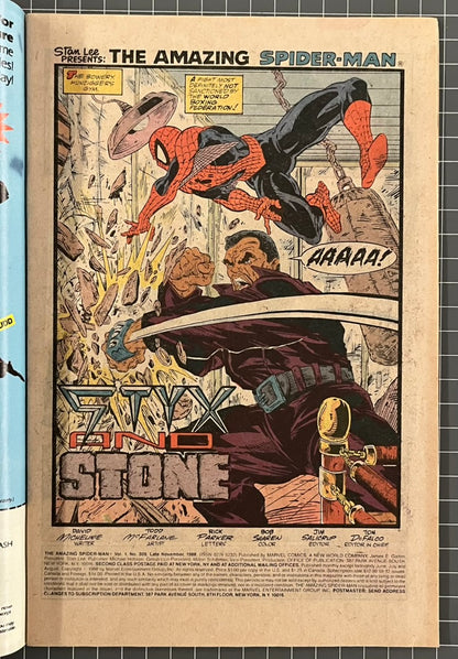 🔑 THE AMAZING SPIDER-MAN #309 [MARVEL COMICS] *1ST APP. STYX & STONE* 1988 FN/VF