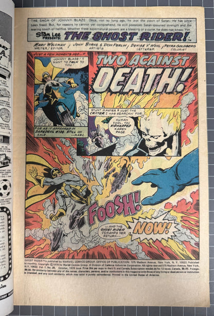 GHOST RIDER #20 [MARVEL COMICS] NEWSSTAND 1976 VG
