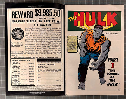 MARVEL MILESTONE EDITION: THE INCREDIBLE HULK #1 [MARVEL COMICS] DIRECT 1991 FN