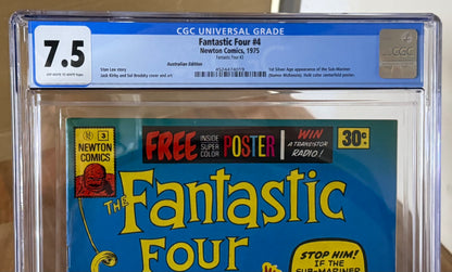 🔑 THE FANTASTIC FOUR #3 (#4) CGC 7.5 + POSTER [NEWTON COMICS] AUSTRALIAN MARVEL 1975