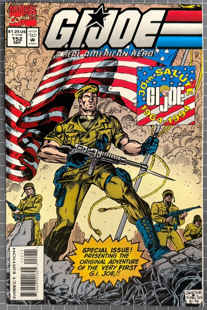 🔑 G.I. JOE: A REAL AMERICAN HERO #152 [MARVEL COMICS] *SNAKE EYES* 1994 VF+