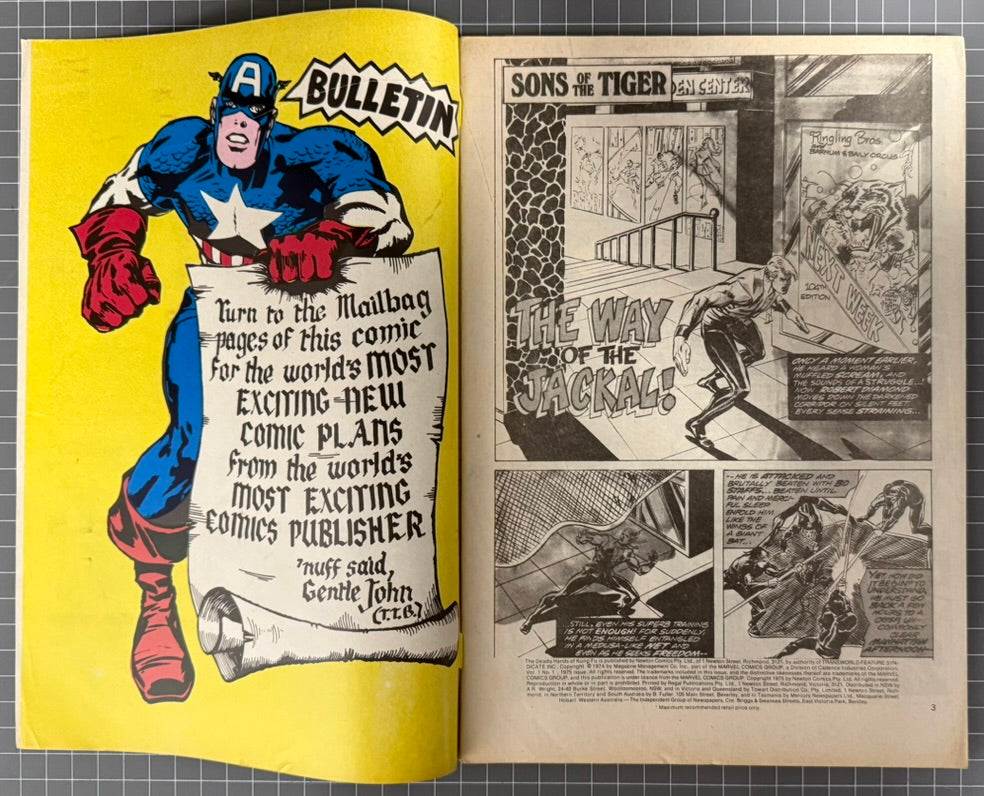 THE DEADLY HANDS OF KUNG FU #1 + POSTER [NEWTON COMICS] AUSTRALIAN 1975