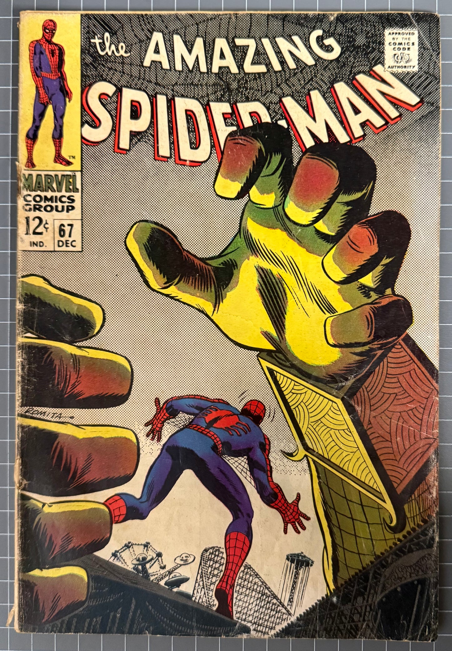 🔑 THE AMAZING SPIDER-MAN #67 [MARVEL COMICS] *JOHN ROMITA* 1968 GD+