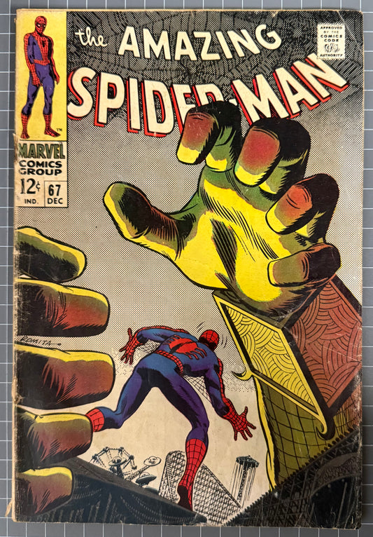 🔑 THE AMAZING SPIDER-MAN #67 [MARVEL COMICS] *JOHN ROMITA* 1968 GD+