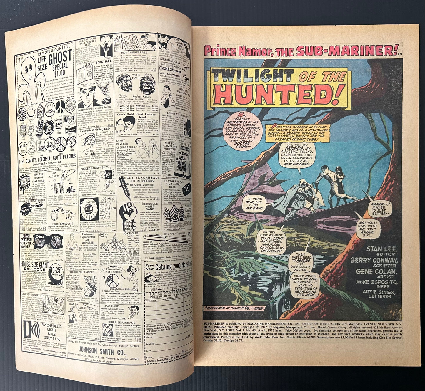 SUB-MARINER #48 [MARVEL COMICS] DIRECT 1972 VF-