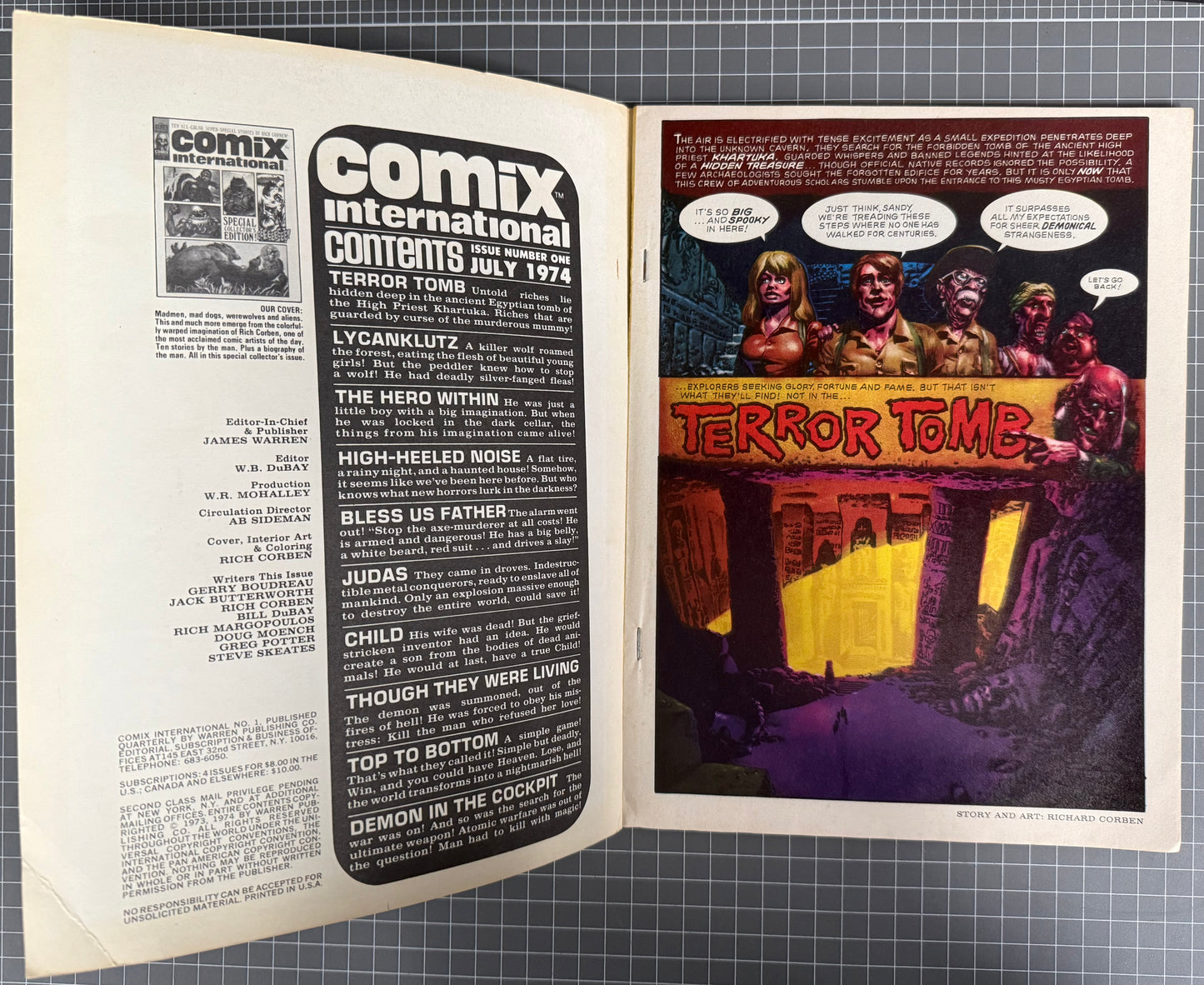 COMIX INTERNATIONAL #1 [WARREN PUBLISHING] MAGAZINE *RICHARD CORBAN* 1974 FN+