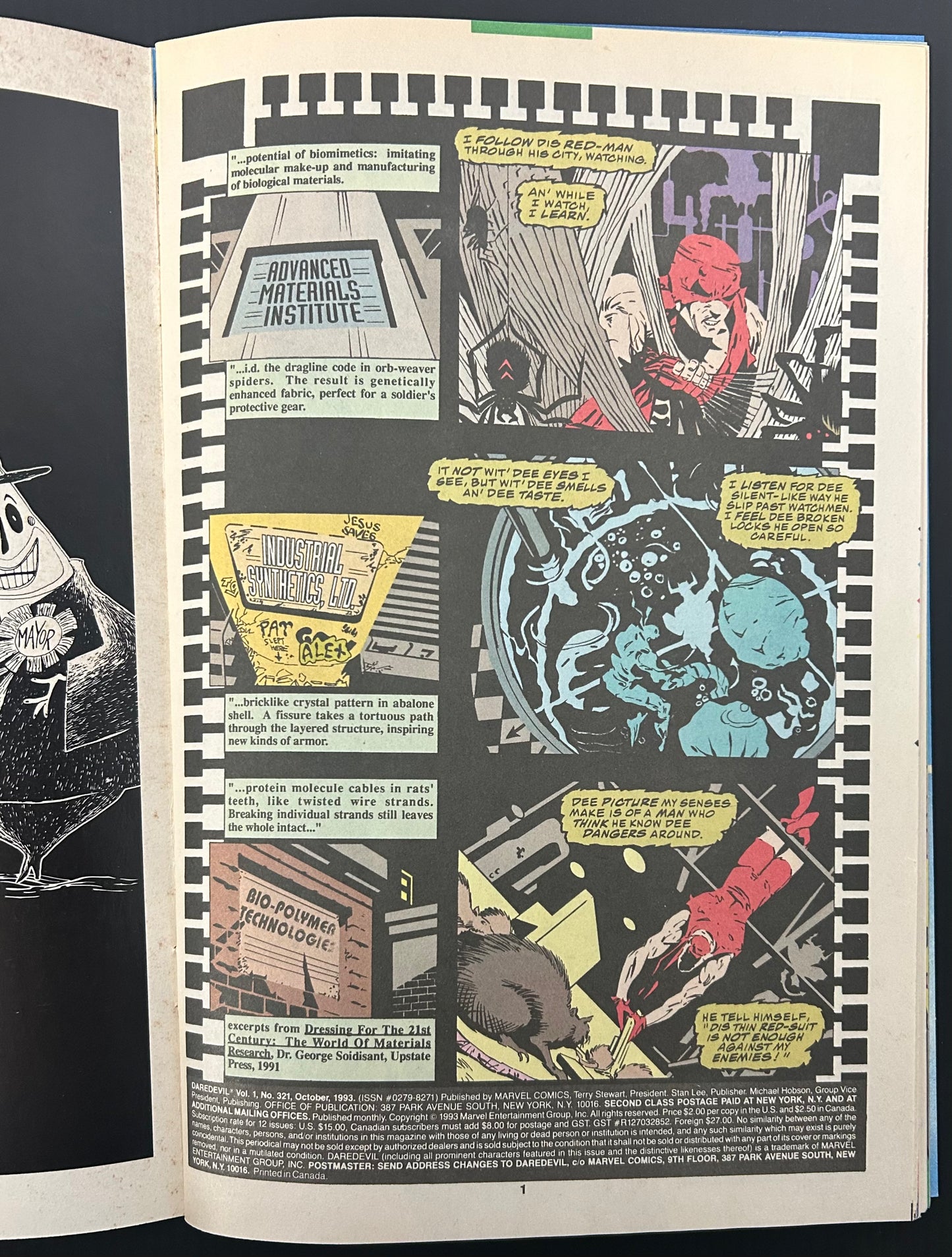 🔑 DAREDEVIL #321 [MARVEL COMICS] DIRECT *DAREDEVIL BLACK SUIT DEBUT* 1993 VF+
