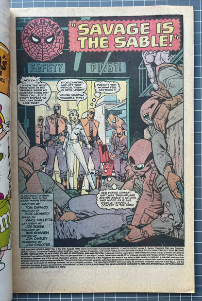 🔑 THE AMAZING SPIDER-MAN #279 [MARVEL COMICS] *3RD APP. SILVER SABLE* 1986 VG/FN