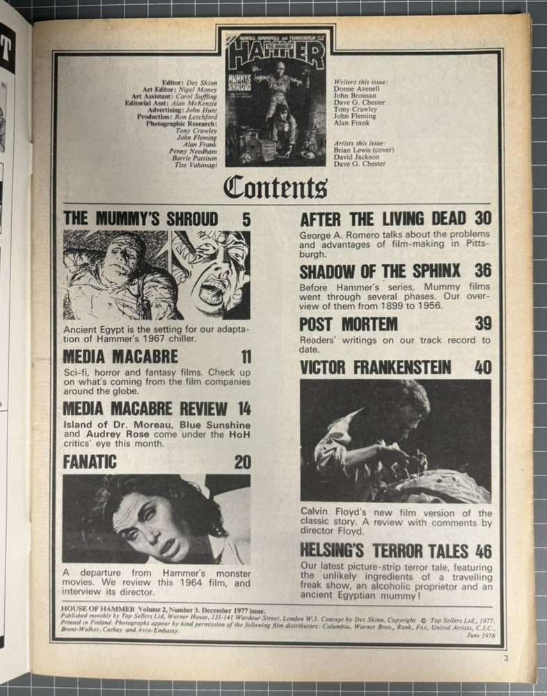 HOUSE OF HAMMER #15 [GENERAL BOOK] HORROR MAGAZINE 1977 FN/VF