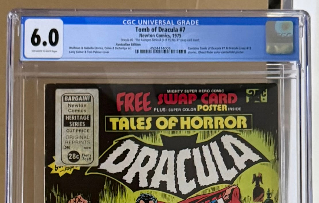 🔑 DRACULA #6 (#7) + POSTER + SWAP CARD CGC 6.0 [NEWTON COMICS] AUSTRALIAN 1975