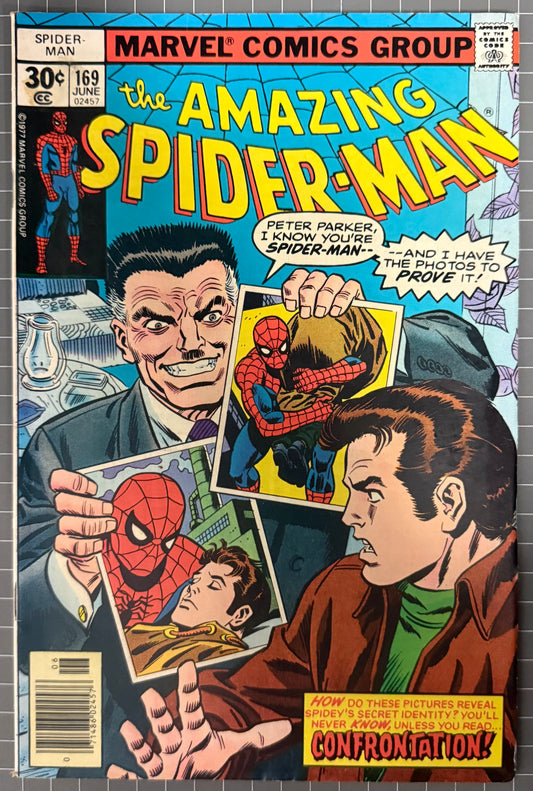 🔑 THE AMAZING SPIDER-MAN #169 [MARVEL COMICS] *FRANK MILLER LETTER* 1977 FN+