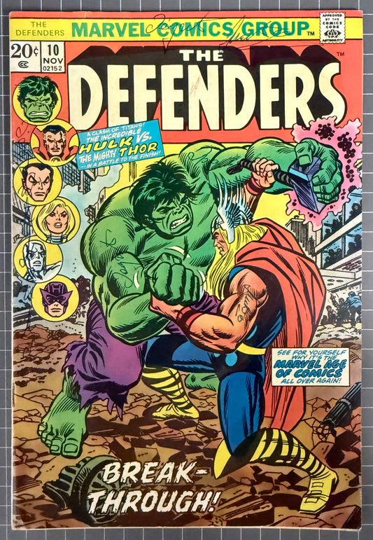 🔑 THE DEFENDERS #10 [MARVEL COMICS] DIRECT *HULK VS THOR* 1973 VG