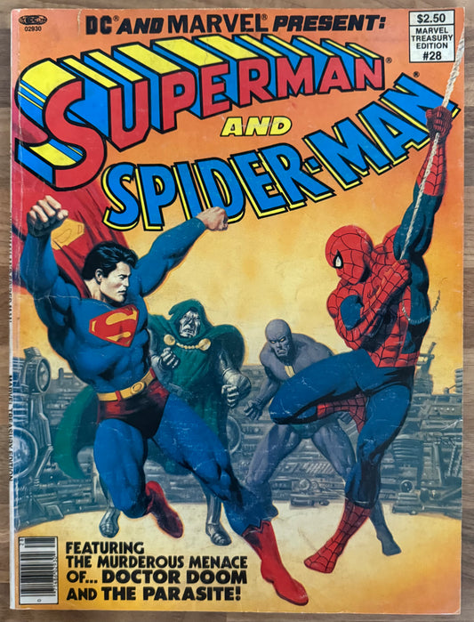 🔑 MARVEL TREASURY EDITION #28: SUPERMAN AND SPIDER-MAN [DC] COMIC 1981 VG+