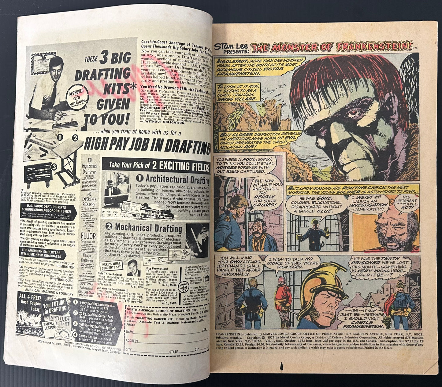 FRANKENSTEIN #6 [MARVEL COMICS] DIRECT 1973 GD
