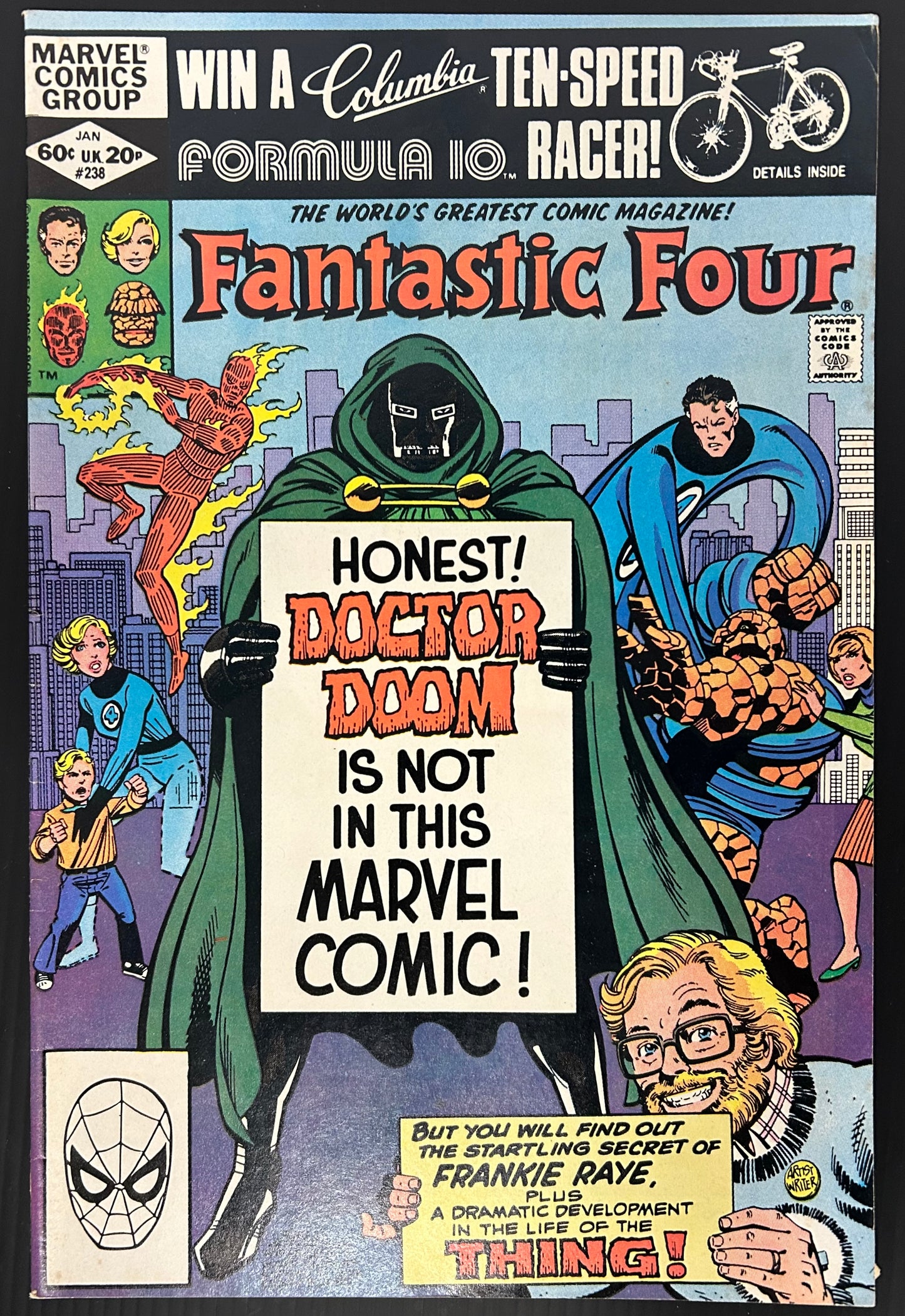 🔑 FANTASTIC FOUR #238 [MARVEL COMICS] *FRANKIE RAYE ORIGIN* DIRECT 1982 VF
