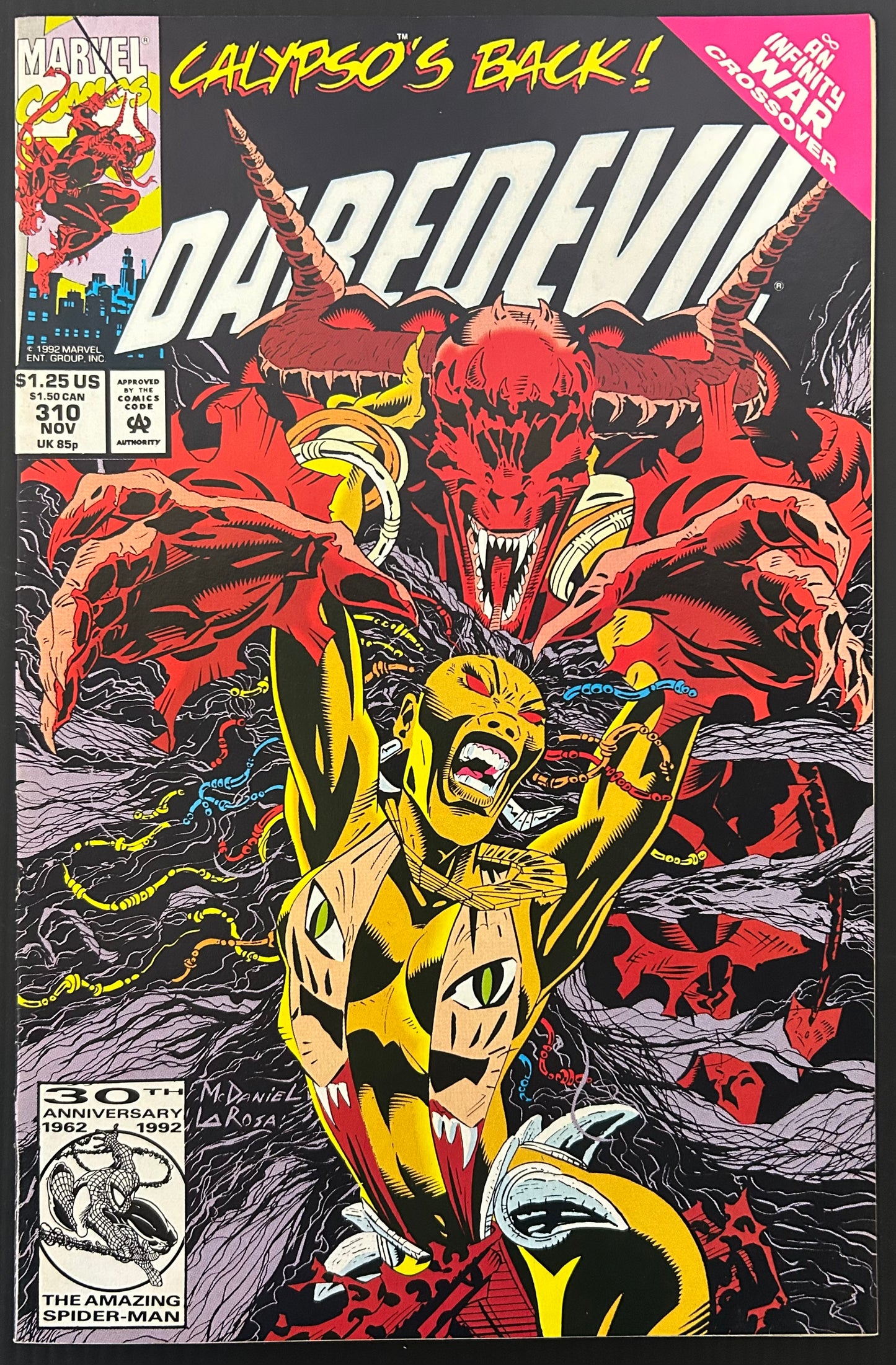 🔑 DAREDEVIL #310 [MARVEL COMICS] DIRECT *CALYPSO 1ST COVER APPR* 1982 VF