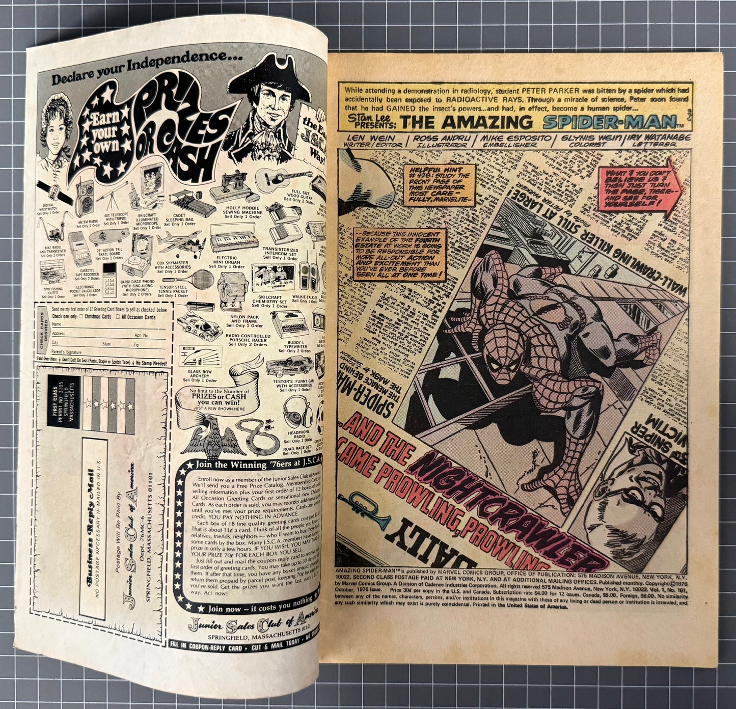 🔑 AMAZING SPIDER-MAN #161 [MARVEL COMICS] *1ST CAMEO APP. JIGSAW* 1976 VG/FN