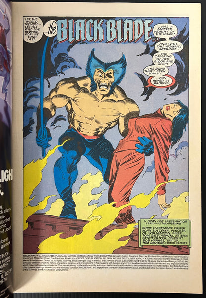 WOLVERINE #3 [MARVEL COMICS] DIRECT COMIC 1989 VF-