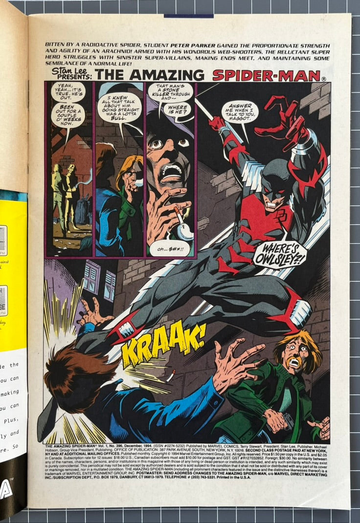 THE AMAZING SPIDER-MAN #396 [MARVEL COMICS] DIRECT 1994 FN+