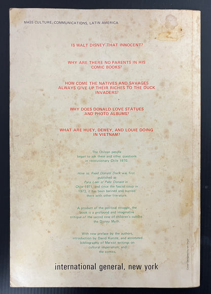 HOW TO READ DONALD DUCK: IMPERIALIST IDEOLOGY IN THE DISNEY COMIC - DORFMAN & MATTELART [INTERNATIONAL GENERAL] TPB 1975 GOOD