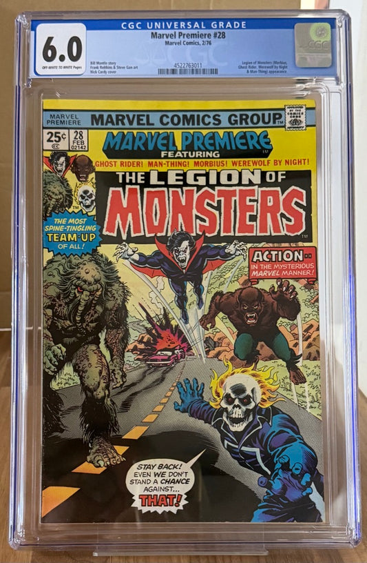 🔑 MARVEL PREMIERE #28 CGC 6.0 [MARVEL] COMIC *1ST TEAM APP. LEGION OF MONSTERS* 1976