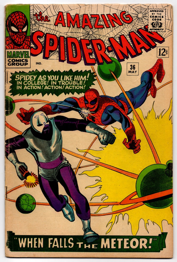 🔑 THE AMAZING SPIDER-MAN #36 (MARVEL) COMIC *1ST APP. LOOTER* 1966 VG-