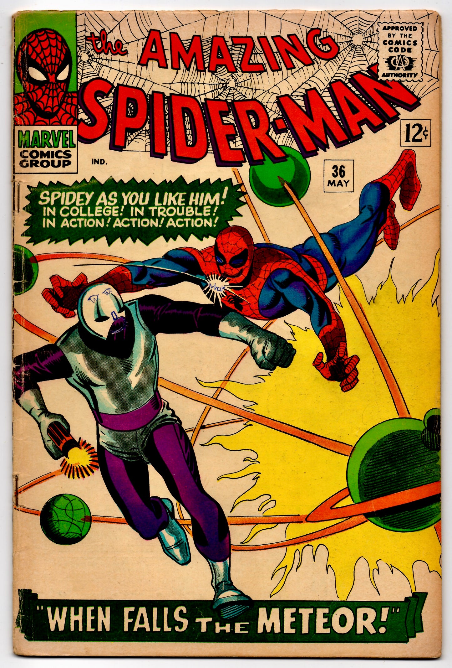 🔑 THE AMAZING SPIDER-MAN #36 (MARVEL) COMIC *1ST APP. LOOTER* 1966 VG-