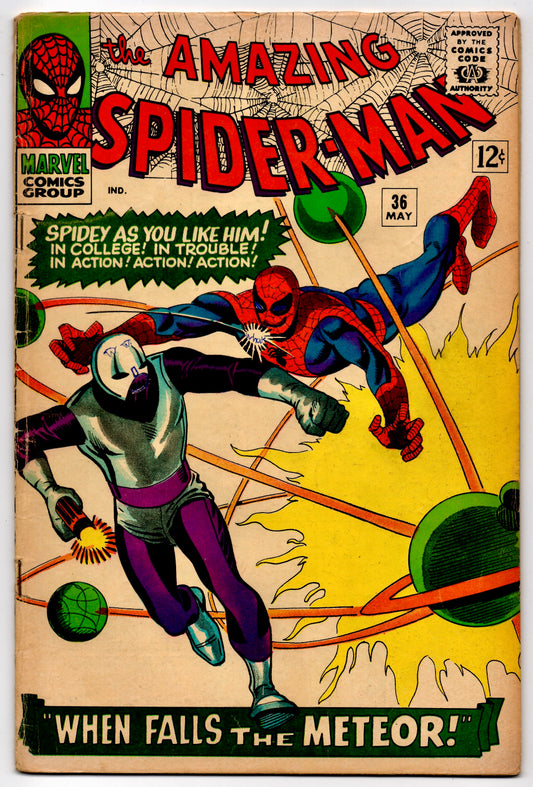 🔑 THE AMAZING SPIDER-MAN #36 (MARVEL) COMIC *1ST APP. LOOTER* 1966 VG-