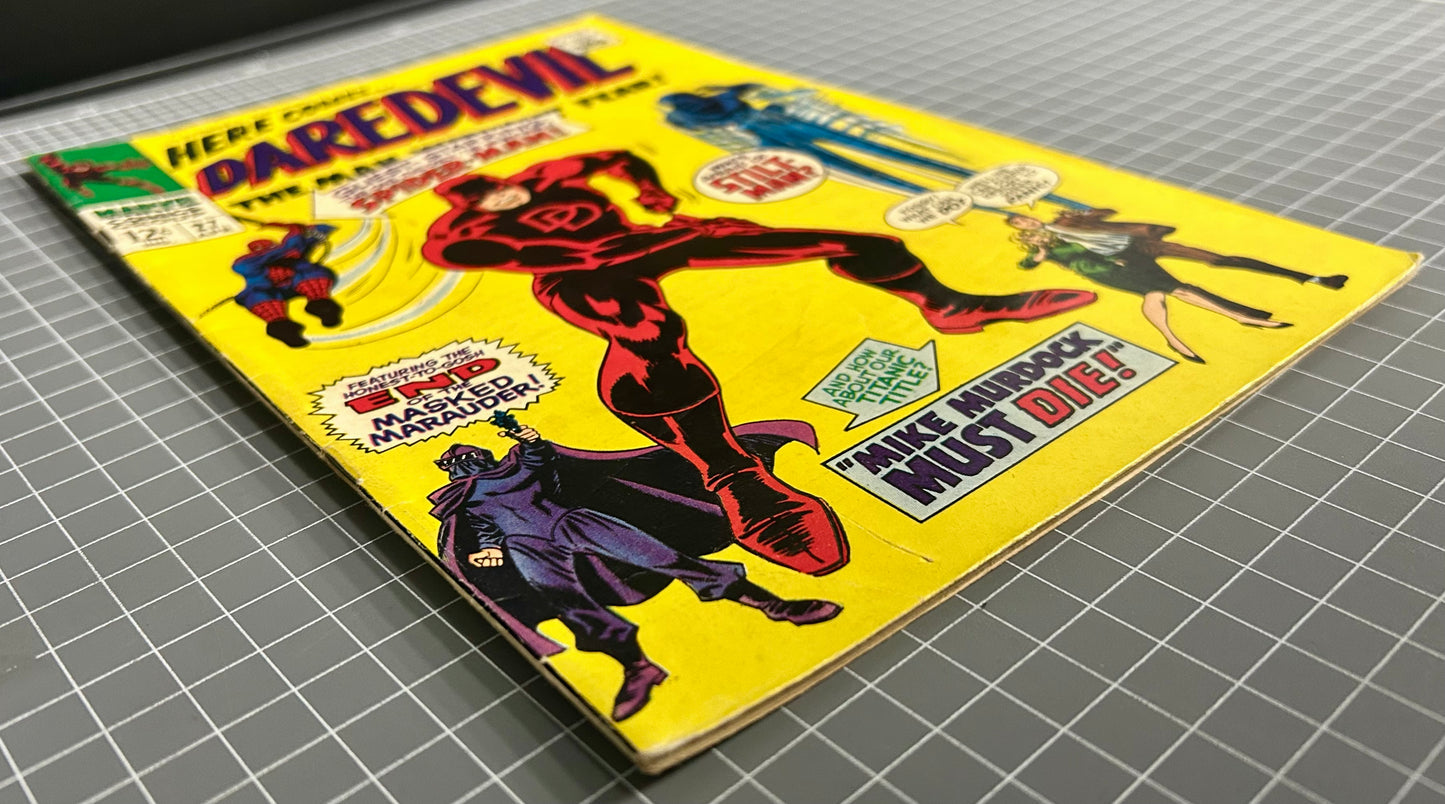 🔑 DAREDEVIL #27 [MARVEL COMICS] DIRECT *SPIDERMAN CROSSOVER* 1967 VG/FN